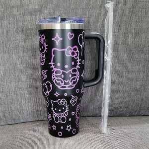 Hello Kitty Black and Pink Tumbler with Straw